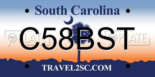 C58BST South Carolina License Plate