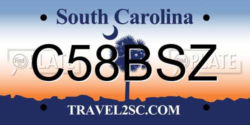 C58BSZ South Carolina License Plate