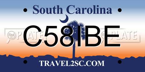 C58IBE South Carolina License Plate
