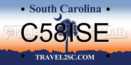 C58ISE South Carolina License Plate