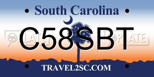 C58SBT South Carolina License Plate