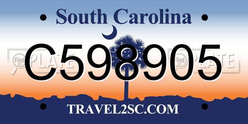 C598905 South Carolina License Plate