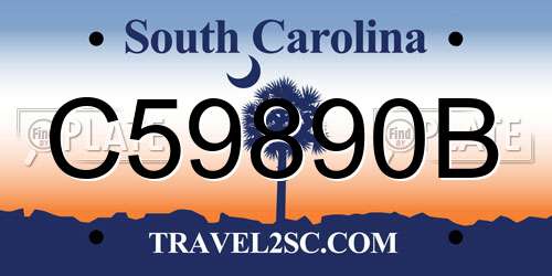 C59890B South Carolina License Plate