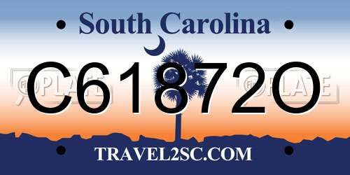 C61872O South Carolina License Plate