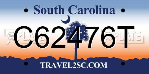 C62476T South Carolina License Plate