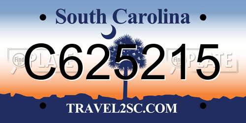 C625215 South Carolina License Plate