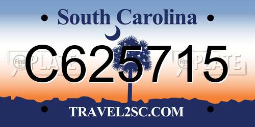 C625715 South Carolina License Plate