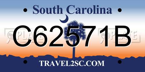C62571B South Carolina License Plate