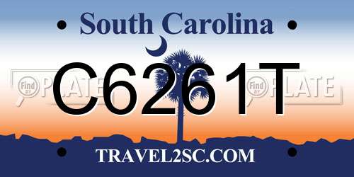 C6261T South Carolina License Plate