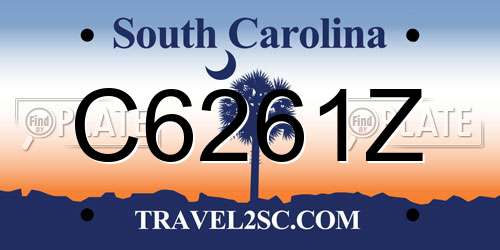 C6261Z South Carolina License Plate