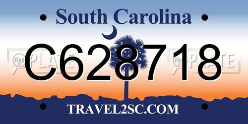 C628718 South Carolina License Plate