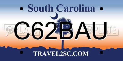 C62BAU South Carolina License Plate