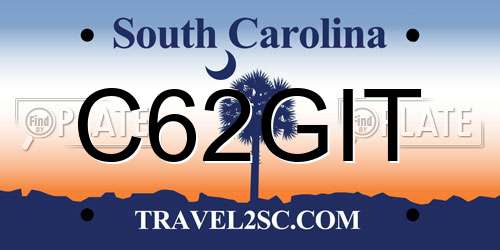 C62GIT South Carolina License Plate