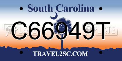 C66949T South Carolina License Plate