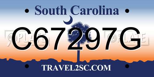 C67297G South Carolina License Plate