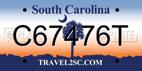 C67476T South Carolina License Plate