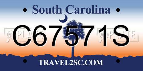 C67571S South Carolina License Plate