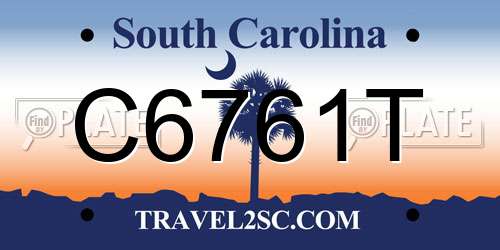 C6761T South Carolina License Plate
