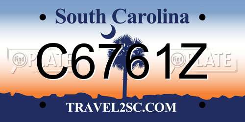 C6761Z South Carolina License Plate
