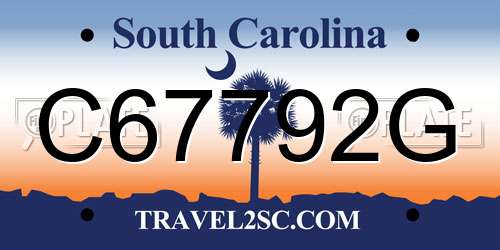 C67792G South Carolina License Plate