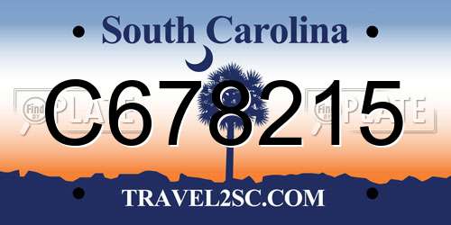 C678215 South Carolina License Plate