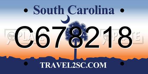 C678218 South Carolina License Plate