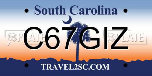 C67GIZ South Carolina License Plate