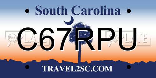 C67RPU South Carolina License Plate