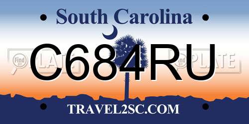 C684RU South Carolina License Plate