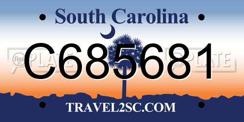 C685681 South Carolina License Plate