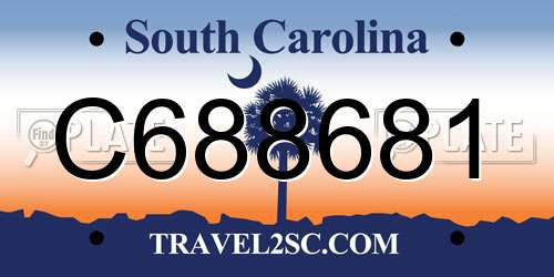 C688681 South Carolina License Plate