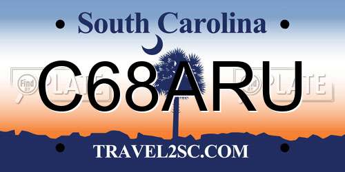 C68ARU South Carolina License Plate