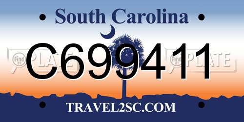 C699411 South Carolina License Plate