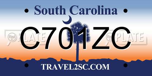 C701ZC South Carolina License Plate