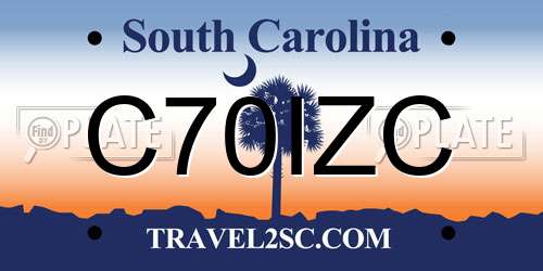 C70IZC South Carolina License Plate