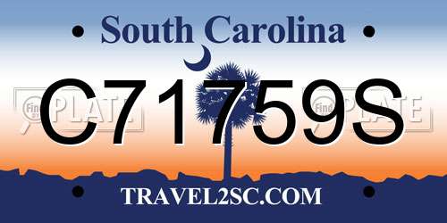 C71759S South Carolina License Plate