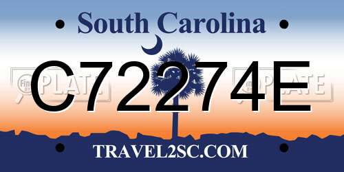 C72274E South Carolina License Plate