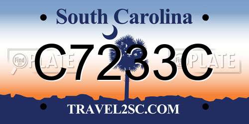 C7233C South Carolina License Plate