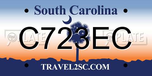 C723EC South Carolina License Plate