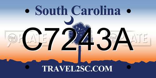 C7243A South Carolina License Plate