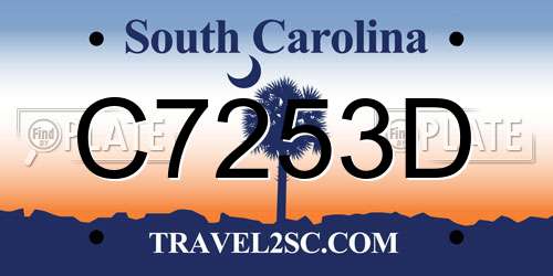 C7253D South Carolina License Plate