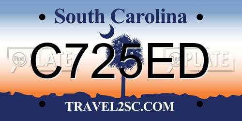 C725ED South Carolina License Plate