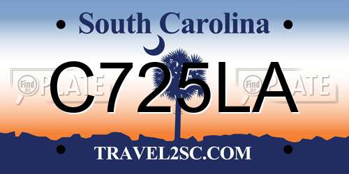 C725LA South Carolina License Plate