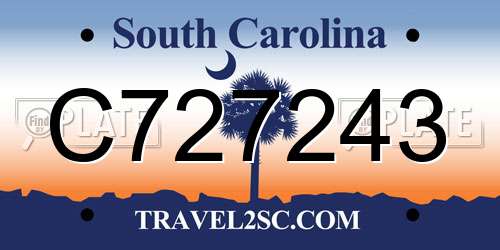 C727243 South Carolina License Plate
