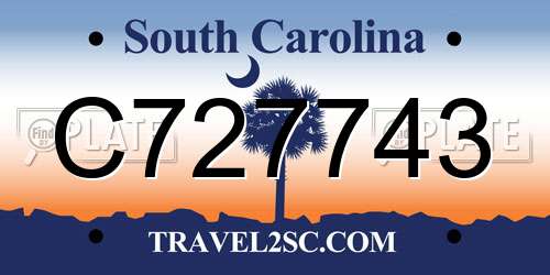 C727743 South Carolina License Plate