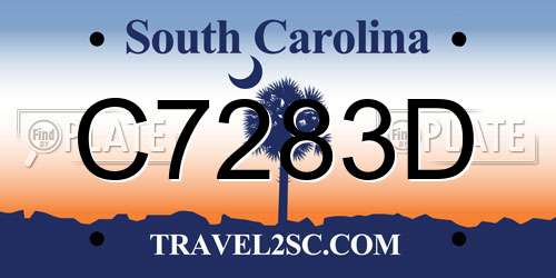 C7283D South Carolina License Plate