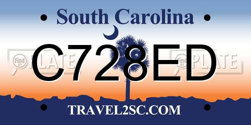 C728ED South Carolina License Plate