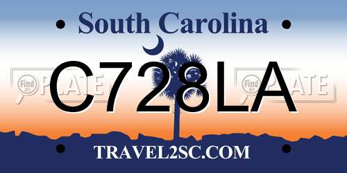 C728LA South Carolina License Plate