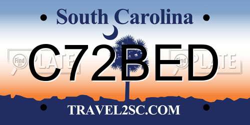 C72BED South Carolina License Plate