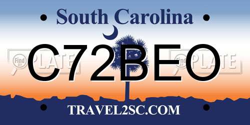 C72BEO South Carolina License Plate